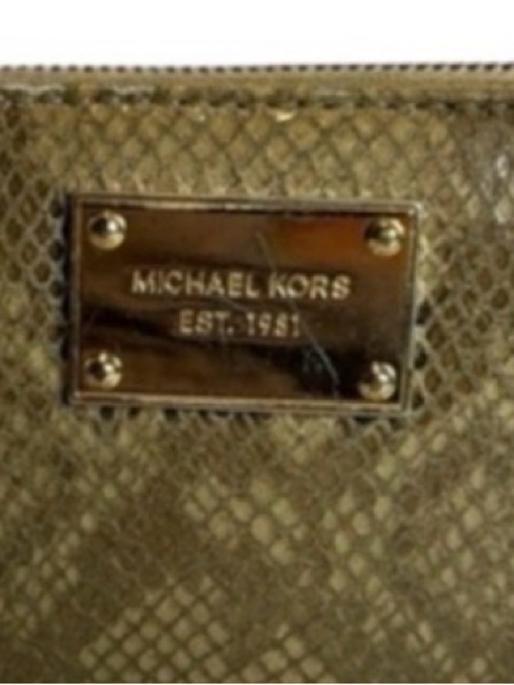 Michael Kors Snake-Embossed Zip Wallet with Gold Plaque - Picture 3 of 9